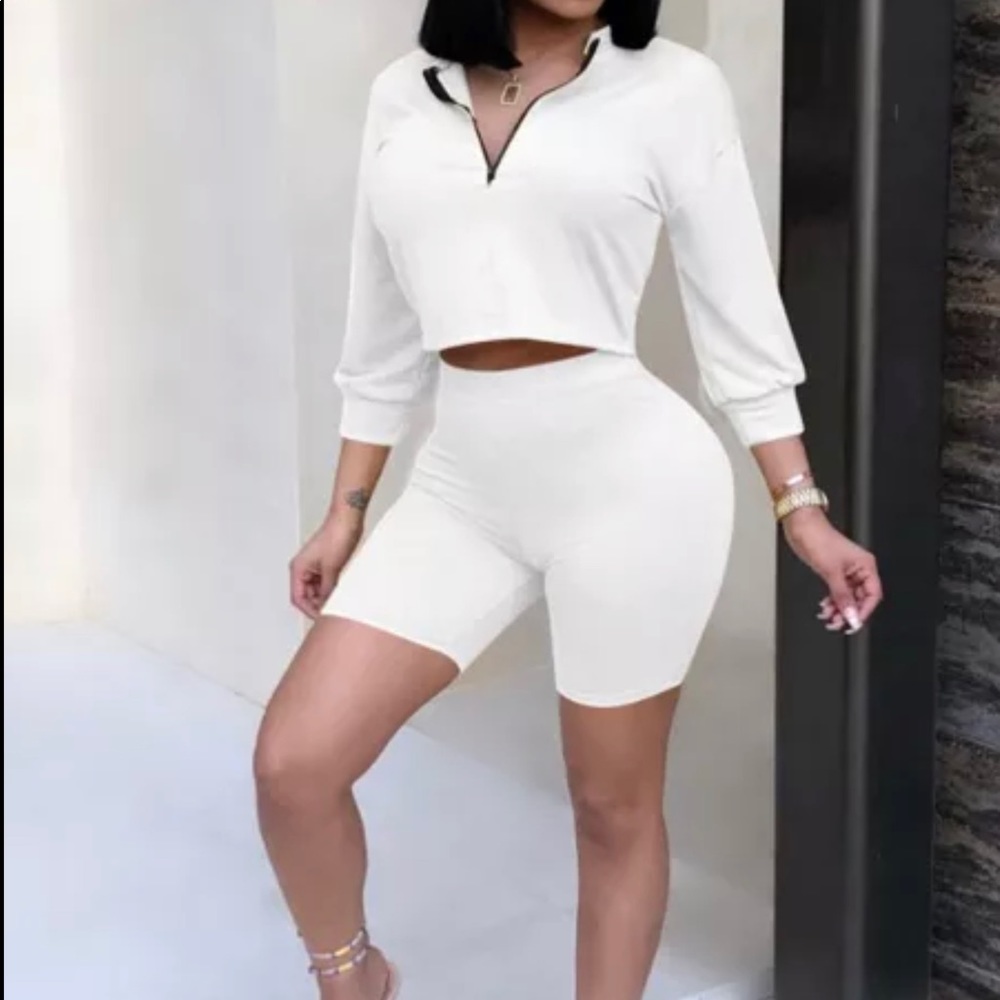 White 2 piece short set